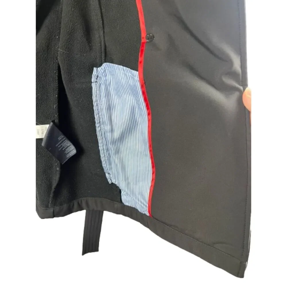 Tommy Hilfiger Women's Black Belted Double Breasted Fleece Trench Coat Size S